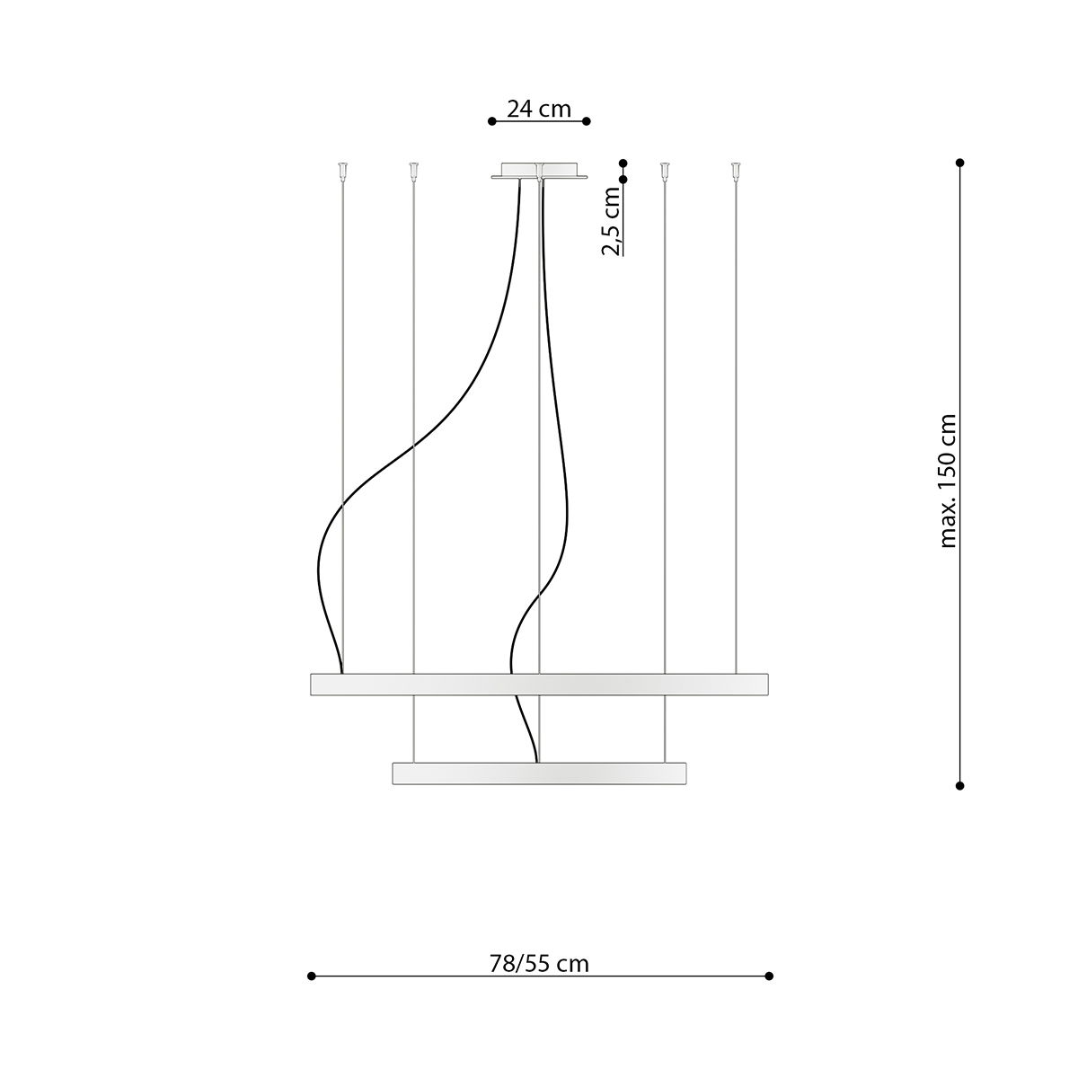 Candelabru RIO 2 55/78 negru LED 4000K