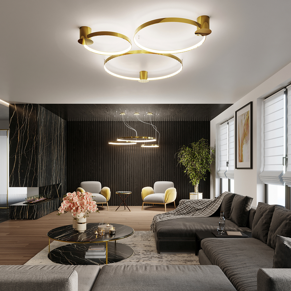 Lampă suspendată RIO 78 aur lustruit LED 3000K