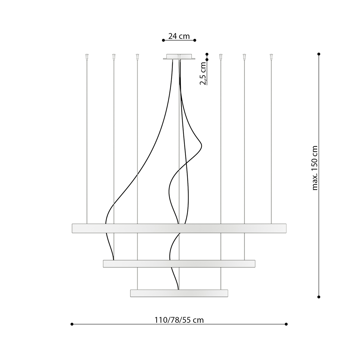 Candelabru RIO 3 55/78/110 alb LED 4000K