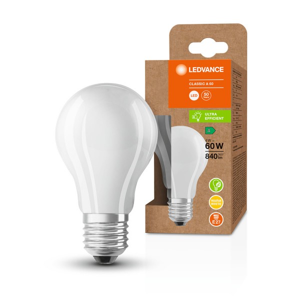 OSRAM ULTRA ECONOMY 210lm/W Classic A mat 230V E27 LED EQ60 3000K