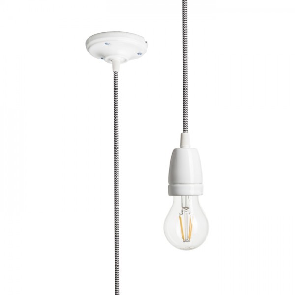 FABIO set suspendat negru/alb porţelan 230V LED E27 15W
