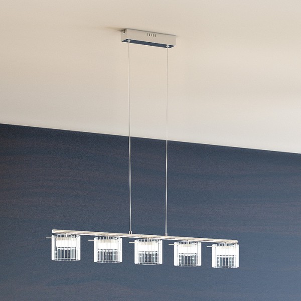 ESTRA V suspendat alb sticlă transparentă 230V LED 5x5W 3000K