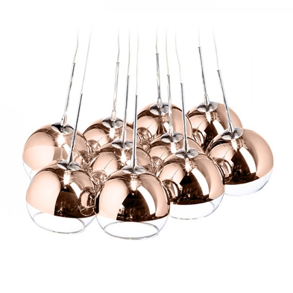 ASTRAL suspendat sticlă de cupru/sticlă transparentă 230V/12V G4 10x20W