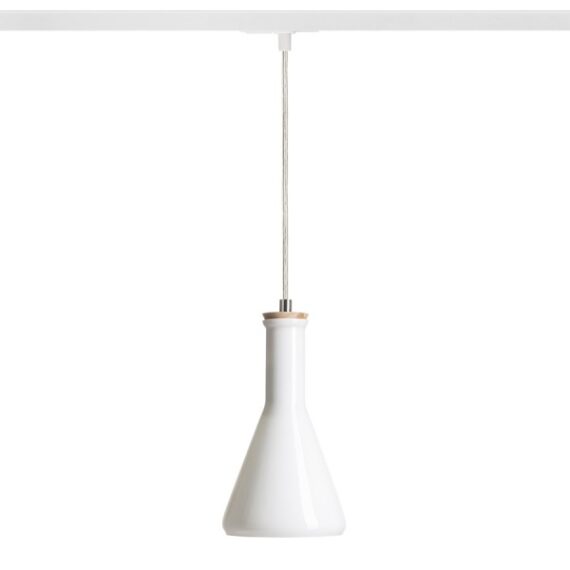 PULIRE CON pentru șină cu 1-circuit  sticlă opal/lemn 230V LED E14 6W