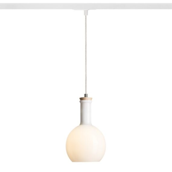 PULIRE RD pentru șină cu 1-circuit  sticlă opal/lemn 230V LED E14 6W