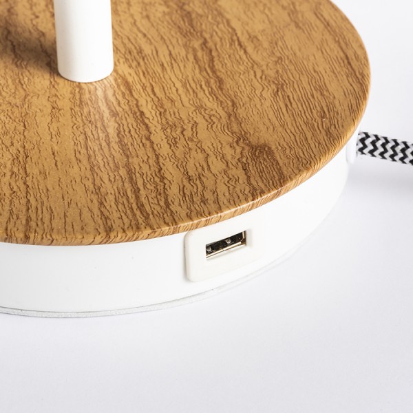 KEITH bază de masă cu USB alb fag 230V LED E27 15W