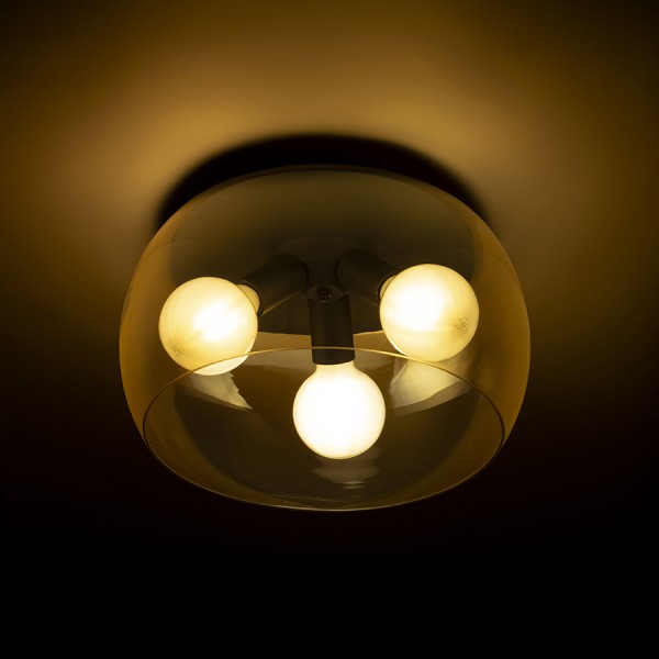 AMANDA de tavan negru mat sticlă afumată 230V LED E27 3x15W