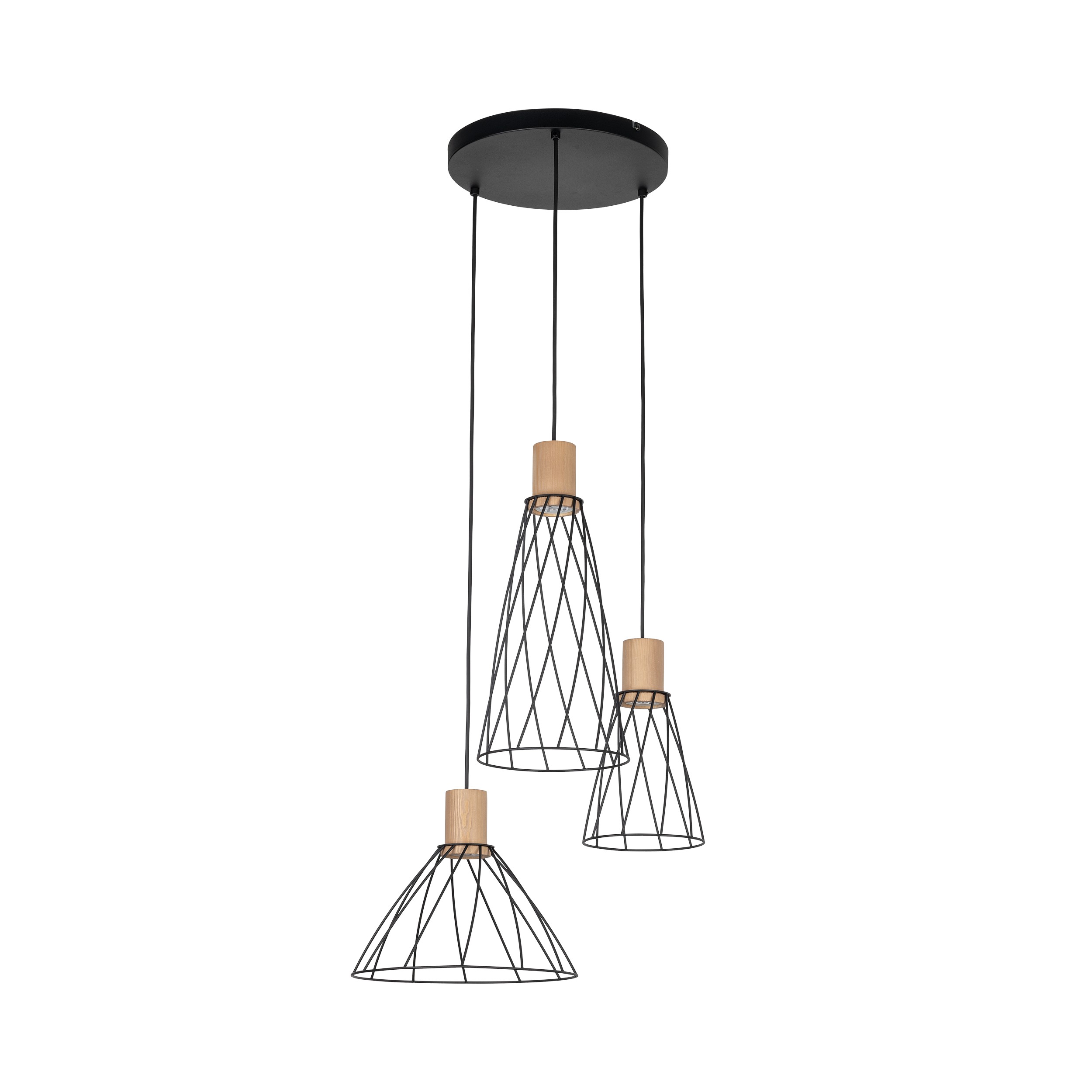 Lampa Suspendată Modesto Lemn Pin 3 Rotund