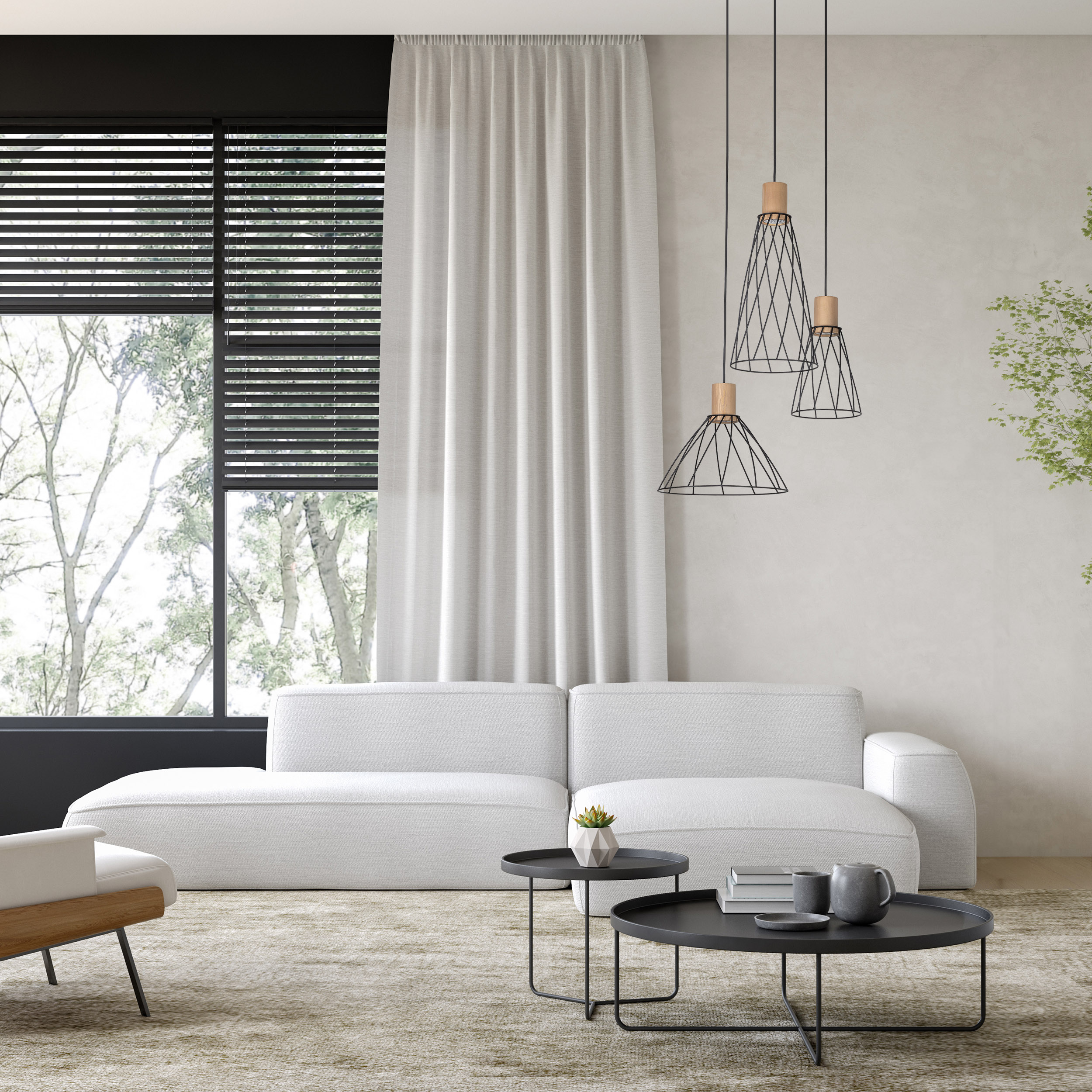 Lampa Suspendată Modesto Lemn Pin 3 Rotund