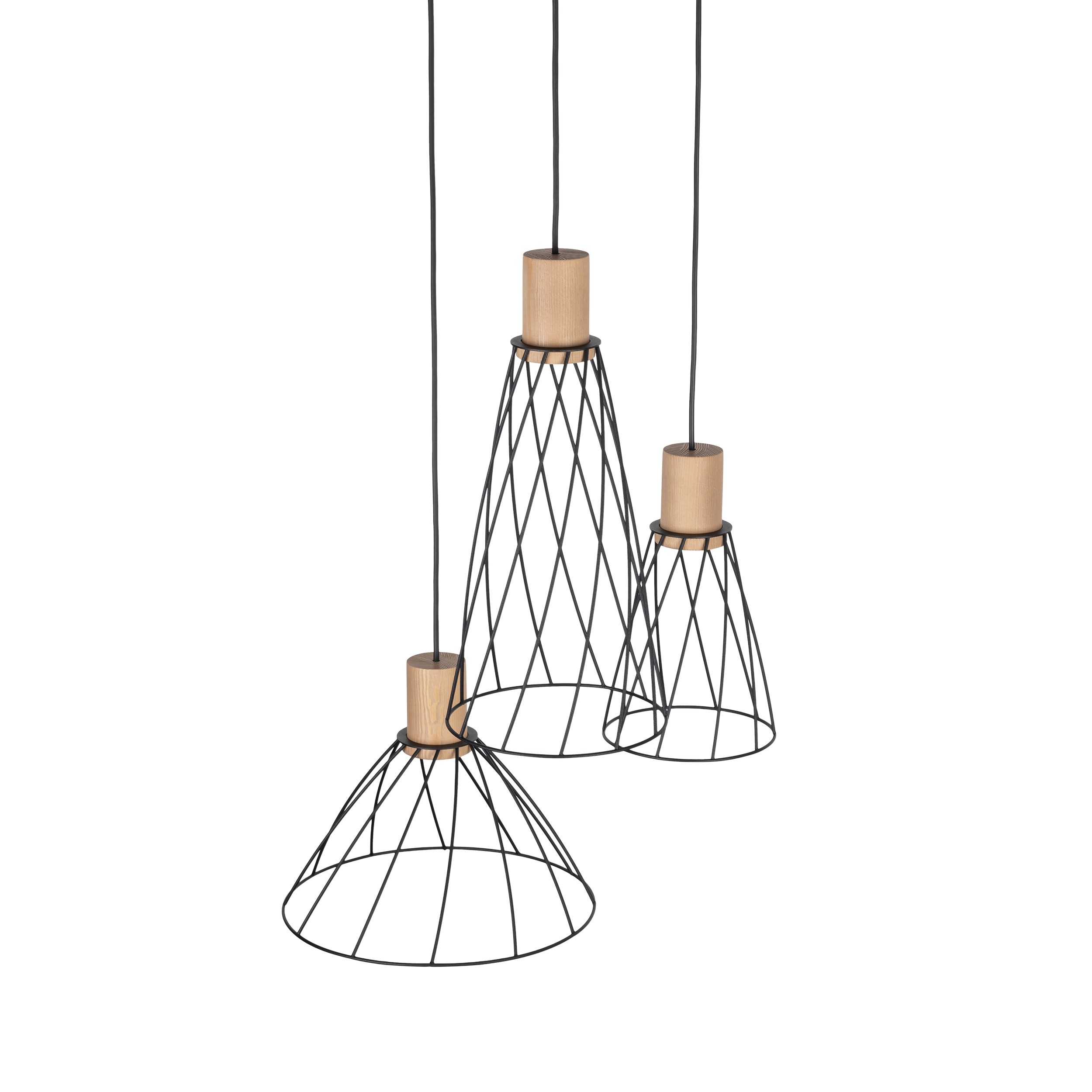 Lampa Suspendată Modesto Lemn Pin 3 Rotund