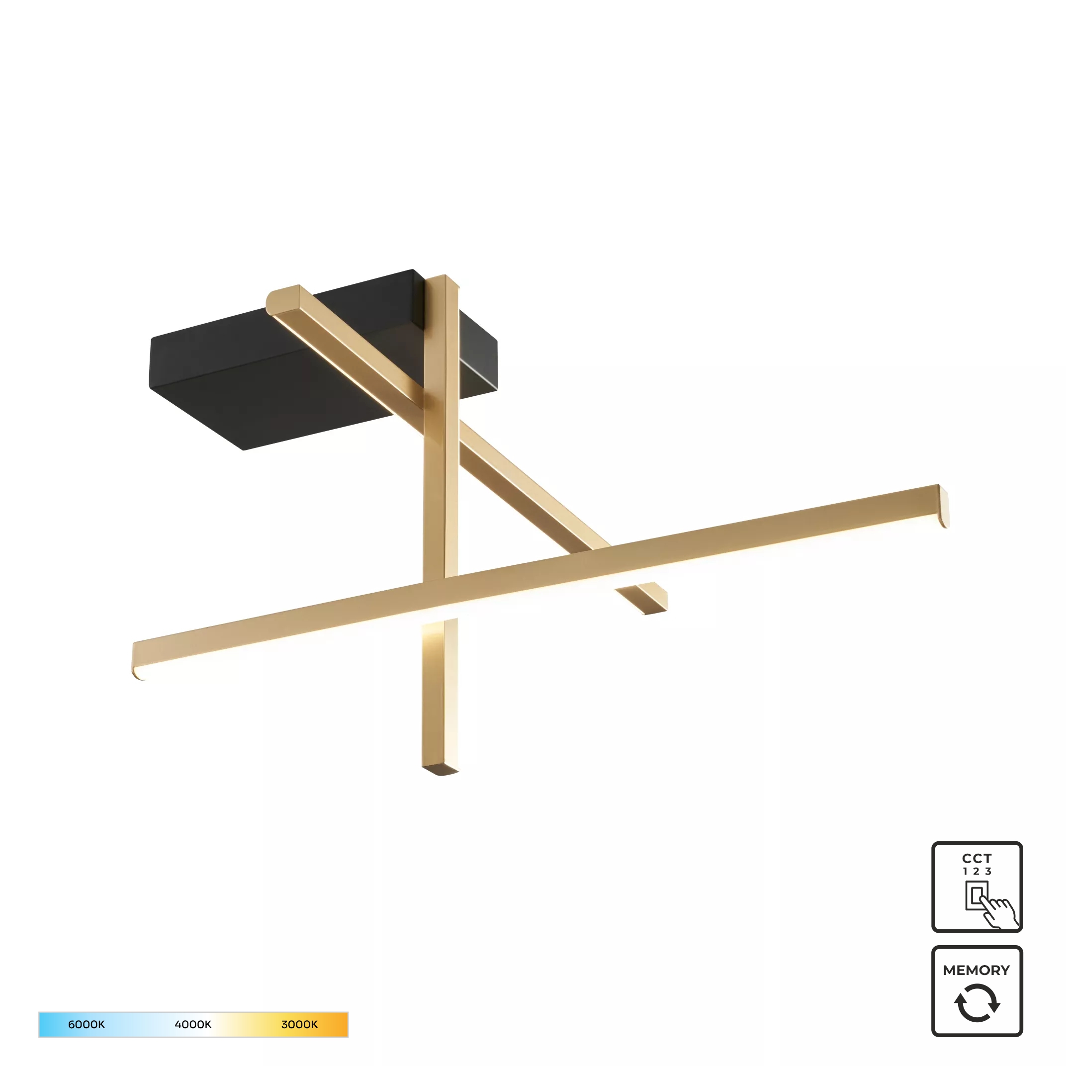 Plafoniera Edge Negru - Auriu 22008C3-Bk/Gd