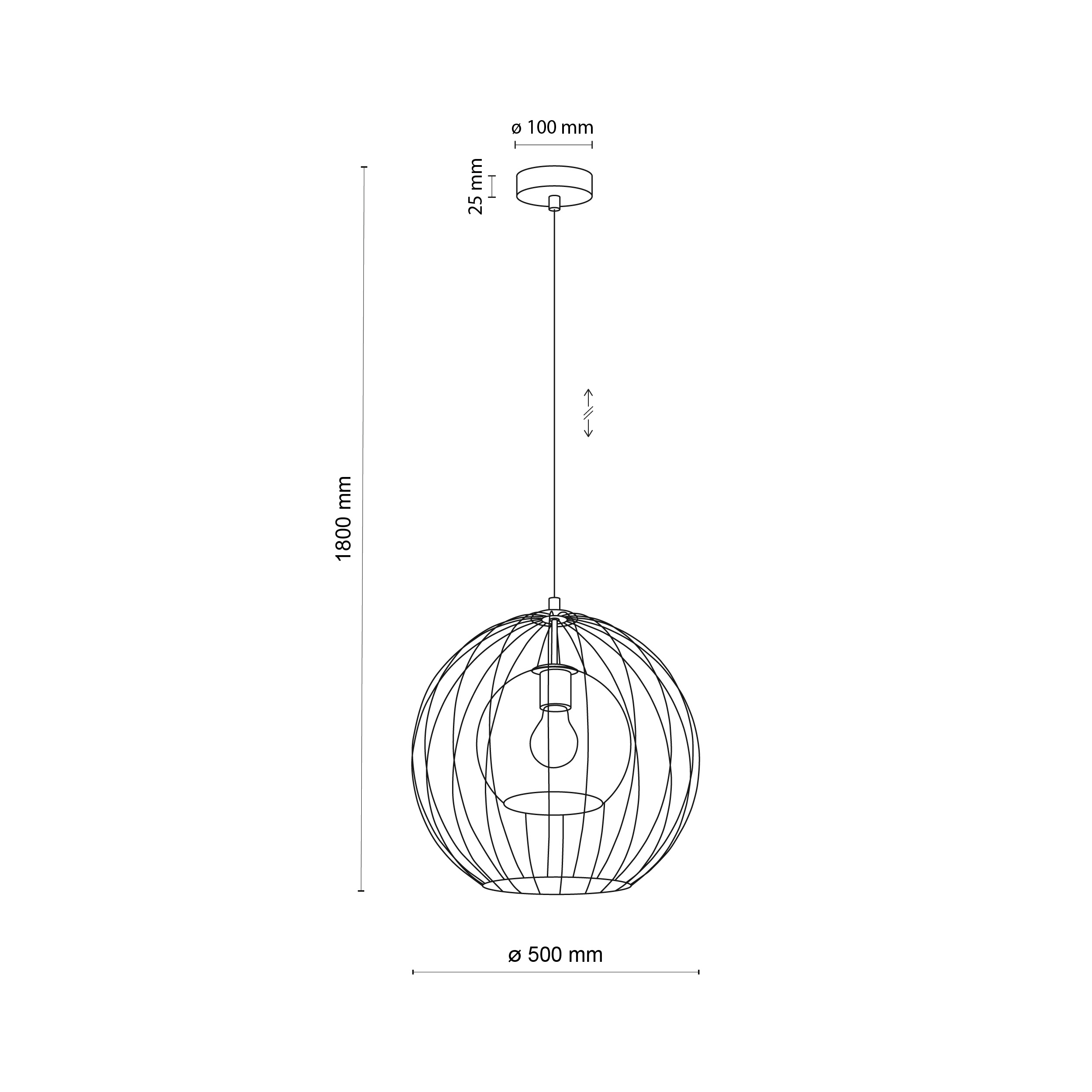 Lampă Suspendată Universo Negru 500 1