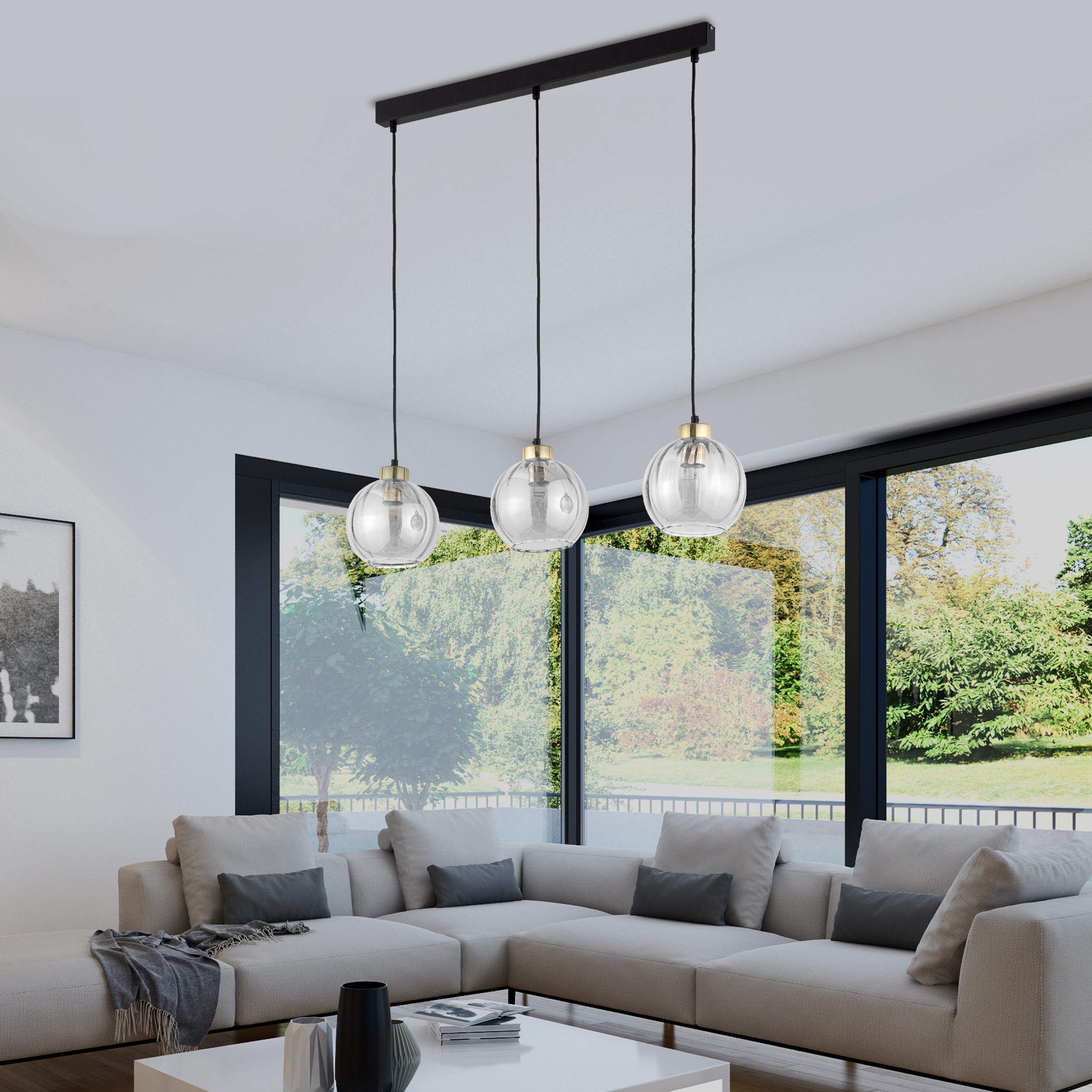 Lampă Suspendată Devi Transparent 3 Prelungitor