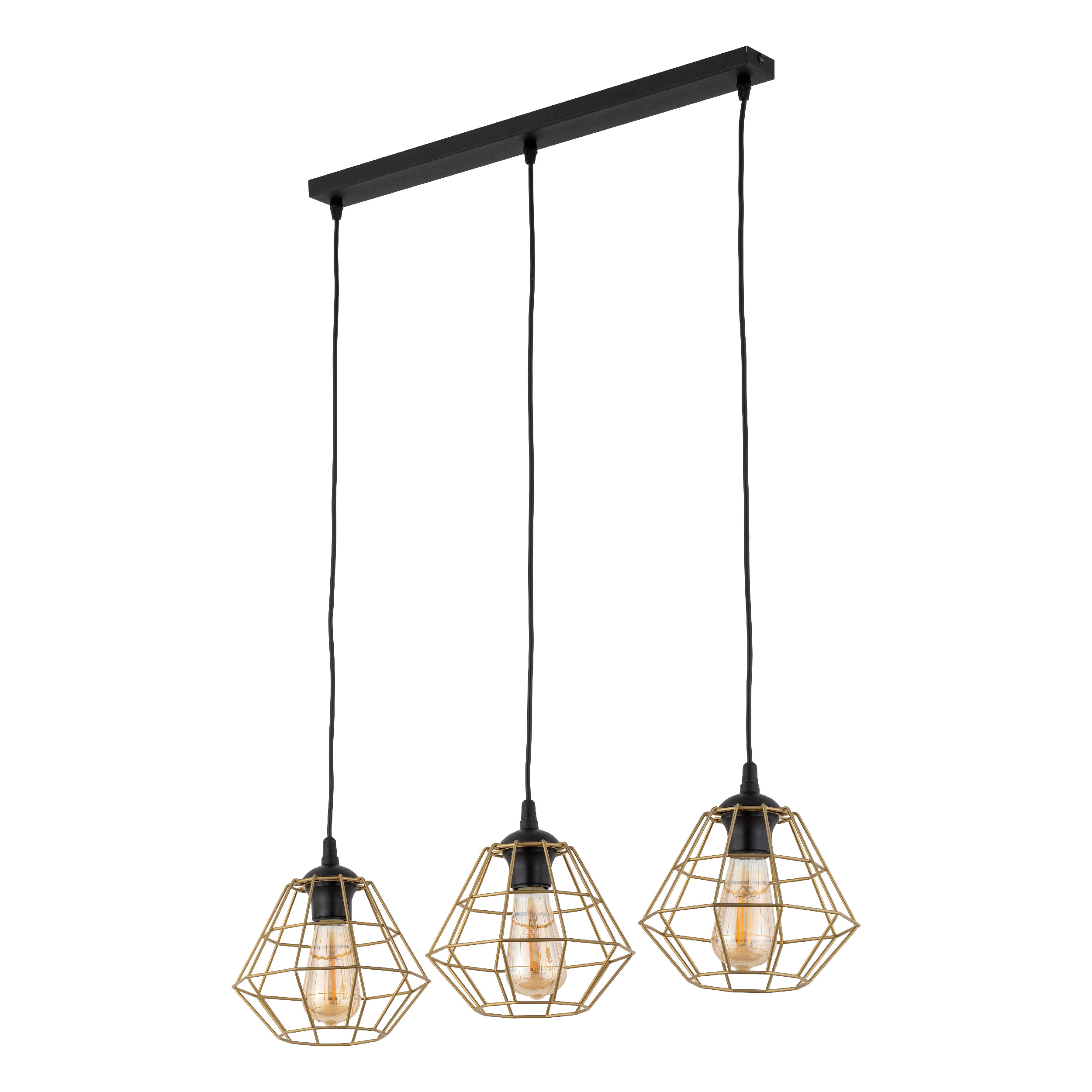 Lampă Suspendată Diamond New Negru/Auriu 3 Prelungitor