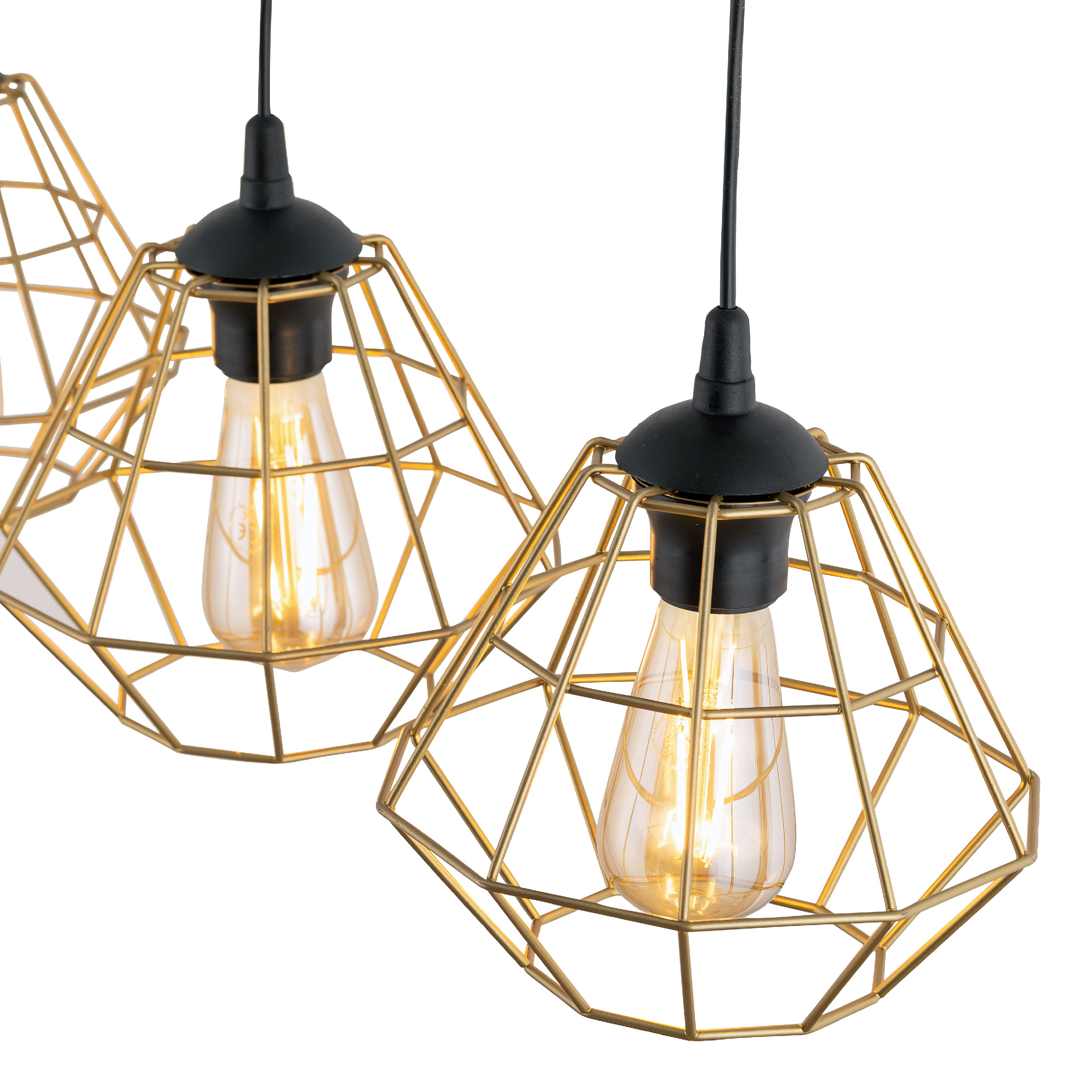 Lampă Suspendată Diamond New Negru/Auriu 3 Prelungitor