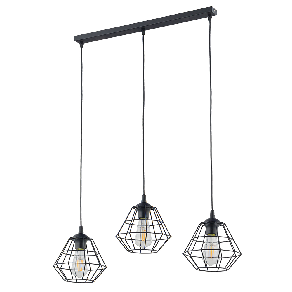 Lampa Suspendată Diamond New 3 Prelungitor Negru