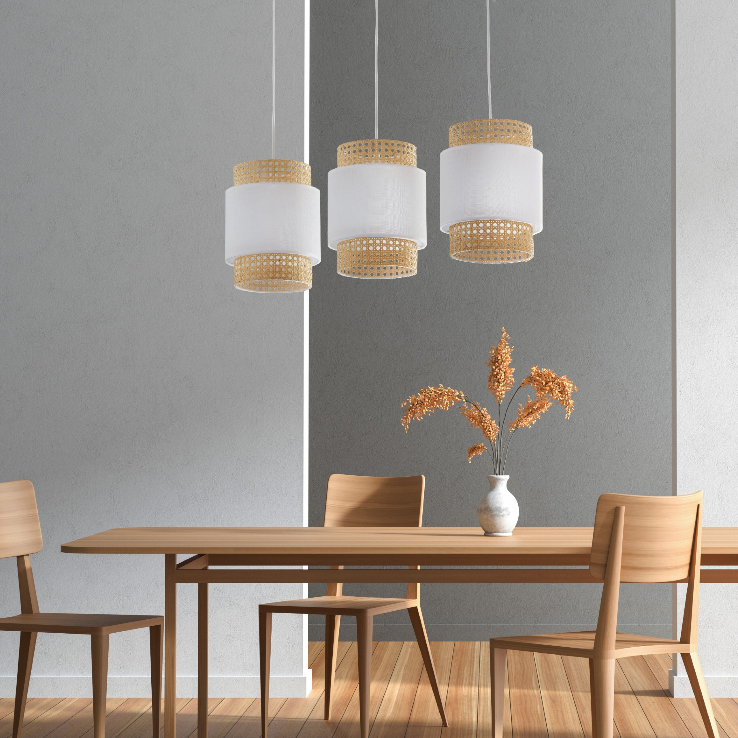 Lampă Suspendată Boho Alb 3 Prelungitor