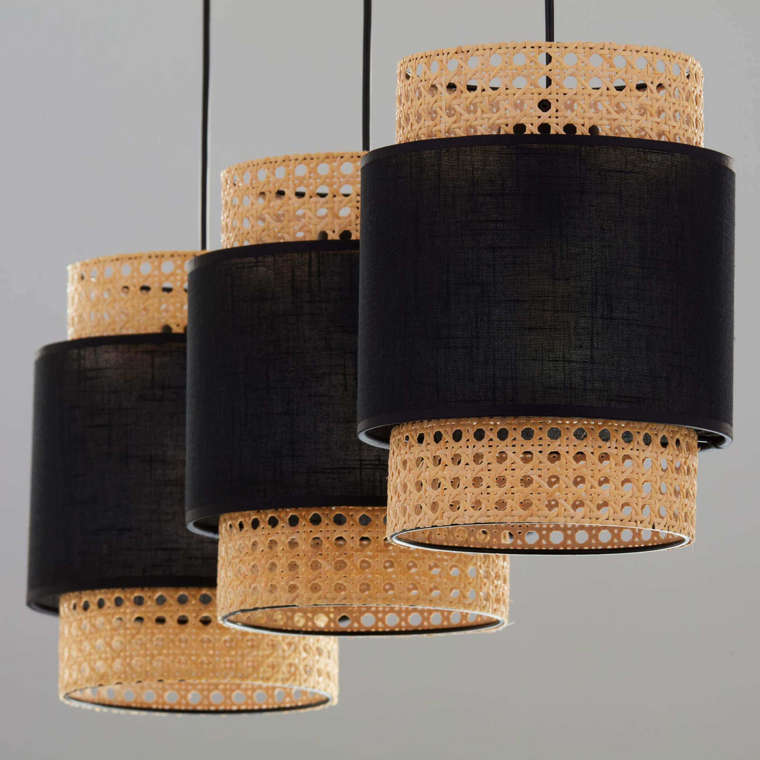 Lampă Suspendată Boho Negru 3 Prelungitor