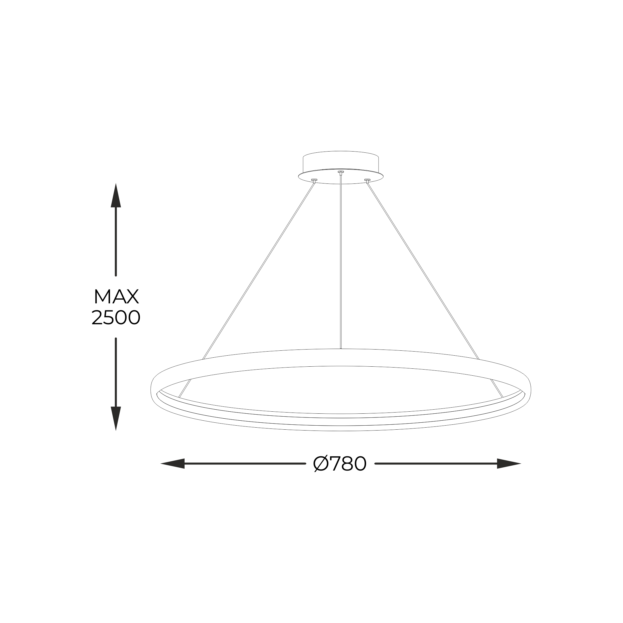 Lampa Suspendată Circle Fi 780Mm Dł. Linek H2,5M La0721/1-Bk
