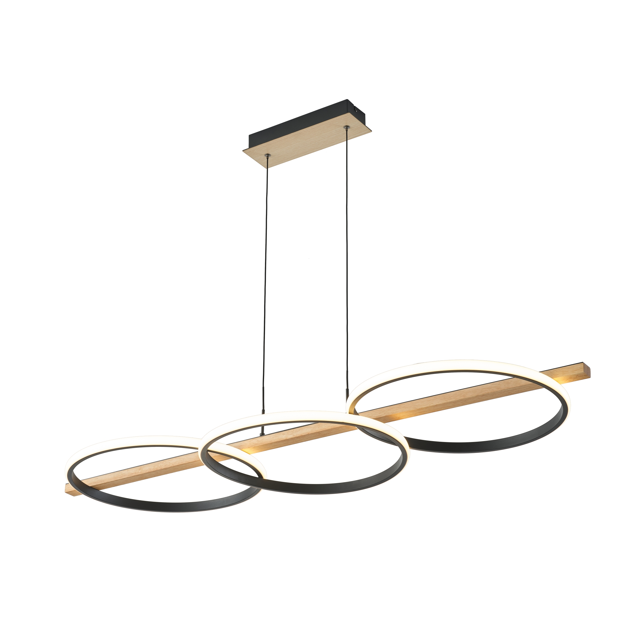 Lampa Suspendata Almeria Negru-Lemn Md3913-3-3Bwlt