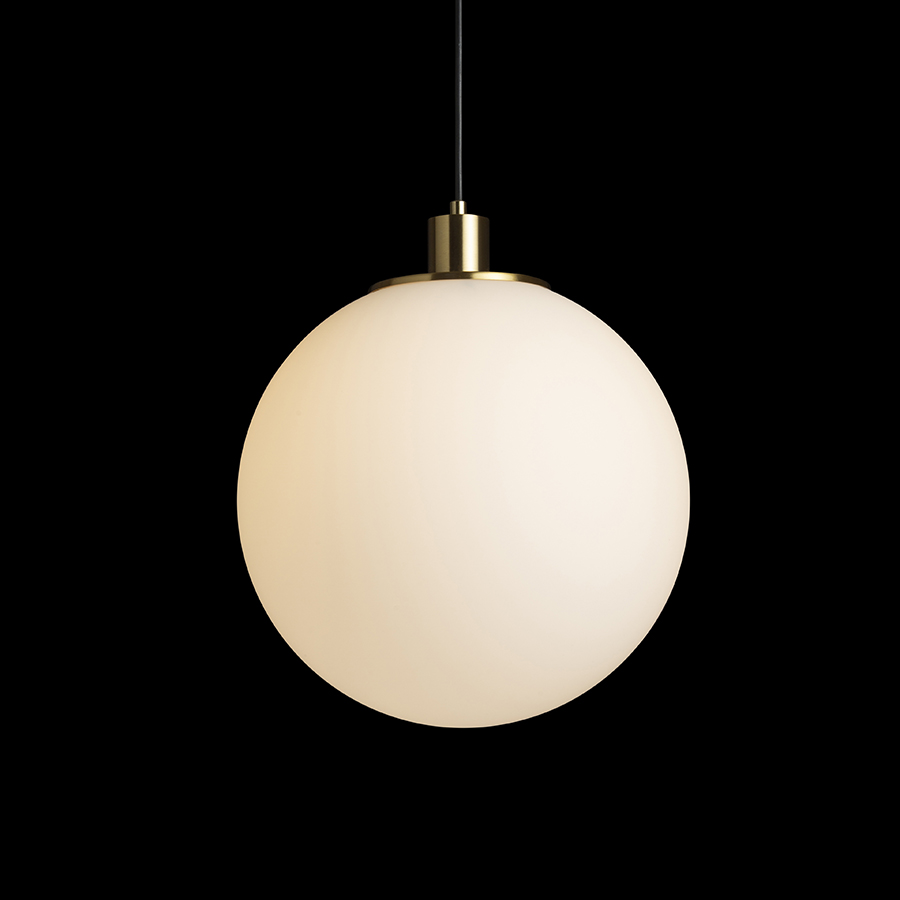 BOULDER 30 suspendat sticlă opal/alamă pieptănat 230V LED E27 15W