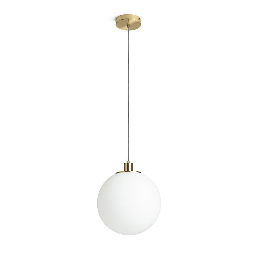 BOULDER 30 suspendat sticlă opal/alamă pieptănat 230V LED E27 15W