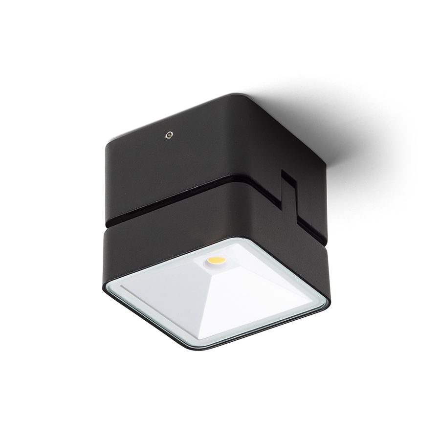 FLAVIO SQ montat pe suprafață negru 230V LED 6W 110° IP54 3000K